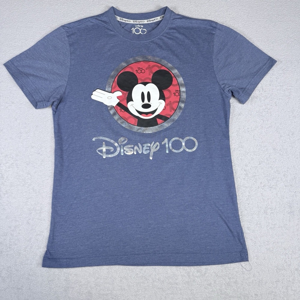 Disney 100 Mickey Mouse T-Shirt Adult Small Blue Short Sleeve Top